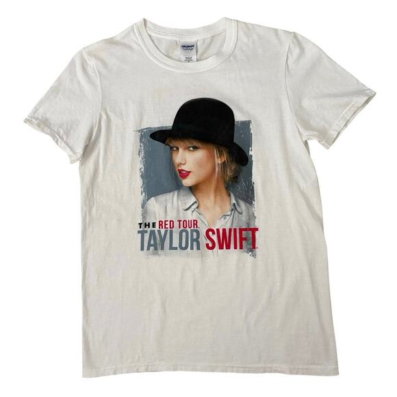 Taylor Swift The Red Tour 2013 Double Sided Shirt Size S Vintage White T-Shirt - Picture 1 of 6